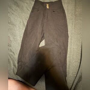 High-Waisted Black Pants with Button Detail